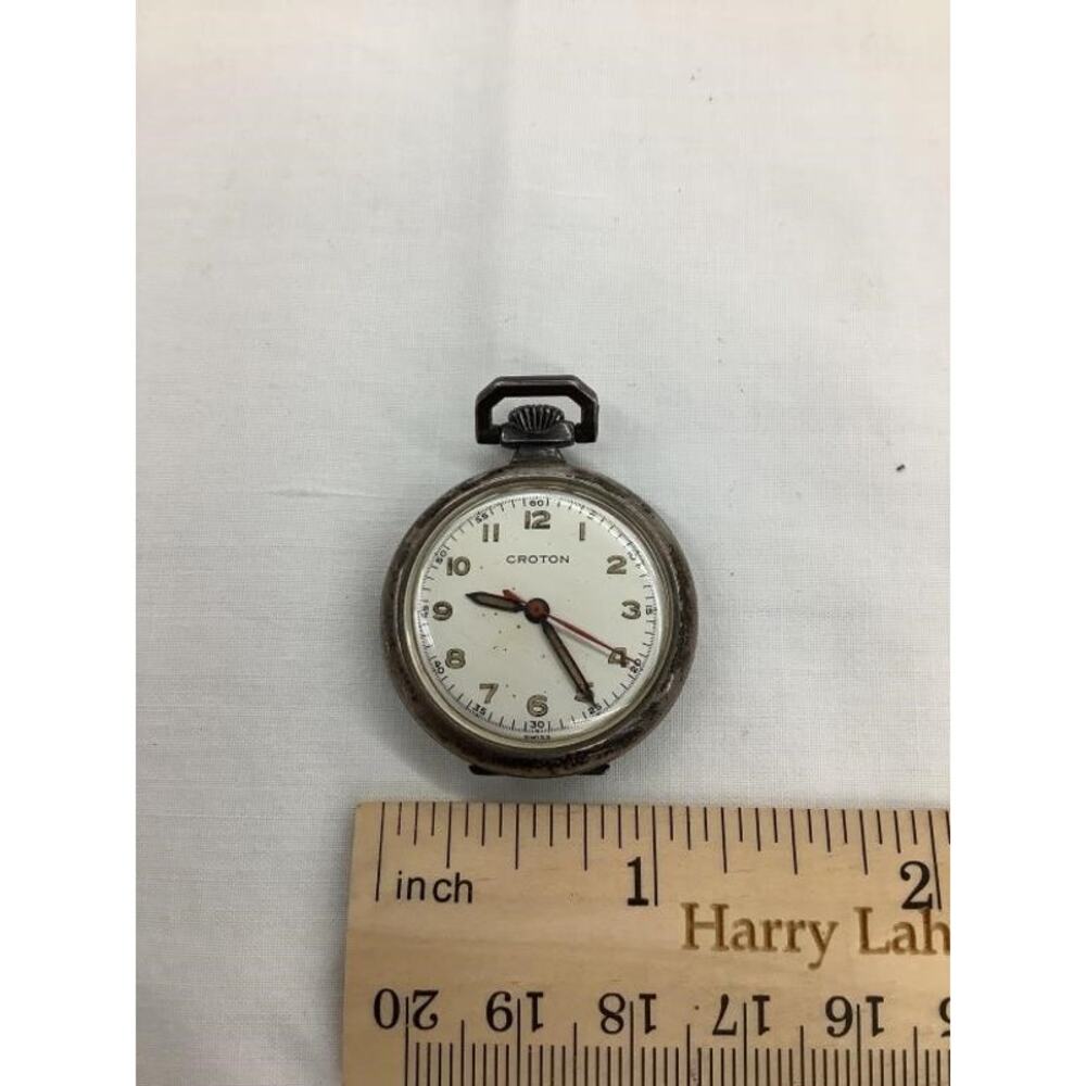 Sterling Silver Case/Croton Pocket/Pendant Watch, 17 Jewels, non-working